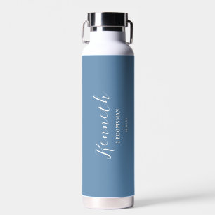 Cyan Blue and White Modern Monogram Bachelor Trinkflasche