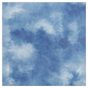 Cyan-Blue Aquarell-Waschpoplin-Polyester- Stoff