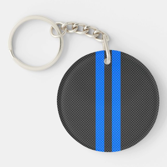 Cyan Blue Carbon Fiber Style Racing Stripes (Devant)