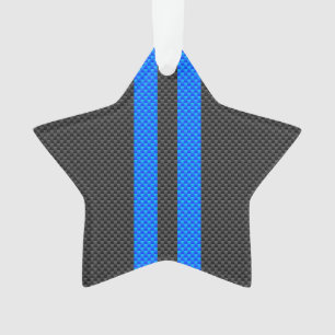 Cyan Blue Carbon Fibre Racing Stripes Ornament