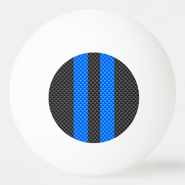 Cyan Blue Carbon Fibre Racing Stripes Tischtennisball (Rückseite)