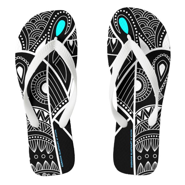 Cyan Blue Eye Schwerwiegender Elefant Flip Flops (Fußbett)