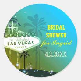 Cyan Blue Las Vegas Brautparty Runder Aufkleber