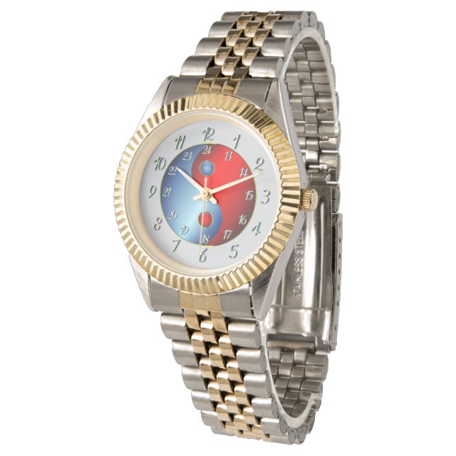 Cyan-blue Unisex Yen Yang Watch Armbanduhr (Schrägansicht)