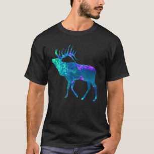 Cyan Blue Violet aquamarin Elk Buck für Jäger T-Shirt