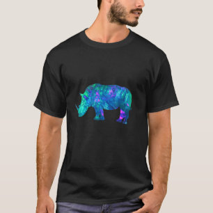 Cyan Blue Violet aquamarines Rhino für Tiere T-Shirt