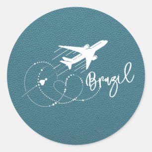 Cyan Brazil Passport Runder Aufkleber