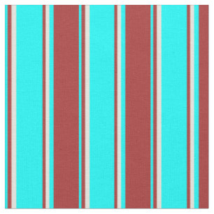 Cyan, Brown & Beige Streifen/Linke Muster Stoff