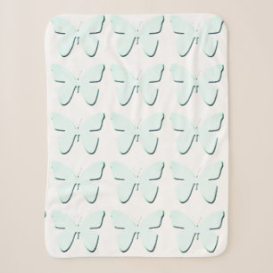 Cyan Butterflies Sherpa Blanket Sherpadecke