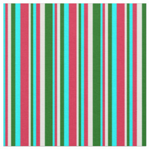 Cyan, Crimson, Minzcreme und dunkelgrünes Muster Stoff