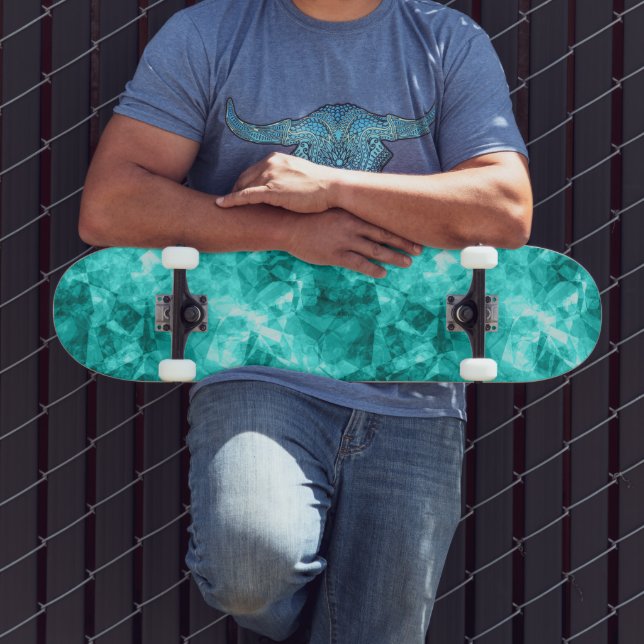 Cyan Crumpled Texture Skateboard (Außenbereich 3)