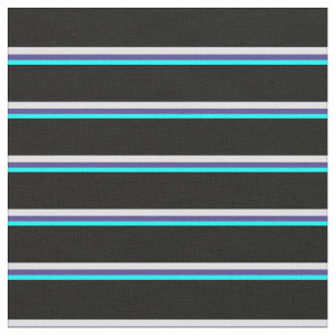Cyan, Dark Slate Blue, Lavendel und Black Lines Stoff