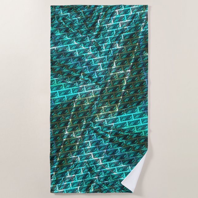 Cyan Fleck, Graugitter oder andere Backstein Effek Strandtuch (Vorderseite)