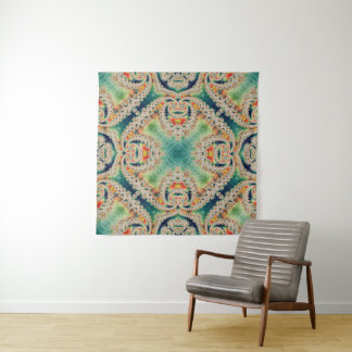 Cyan Fractal | psychedelische Kunst-Tapete Wandteppich