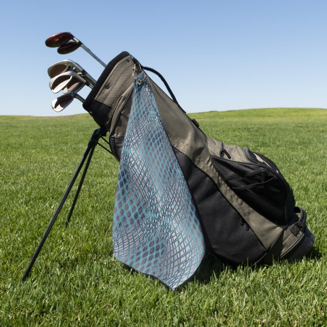 Cyan gezeichnet, der wie ein Gewirr aus Fischernet Golfhandtuch (Gras)