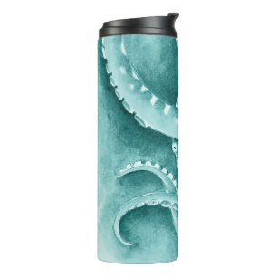 Cyan Green Tentacles Monochrom Thermosbecher