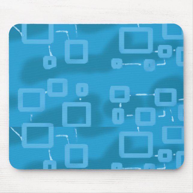 Cyan Light Blue Geometric Squares Mousepad (Vorne)