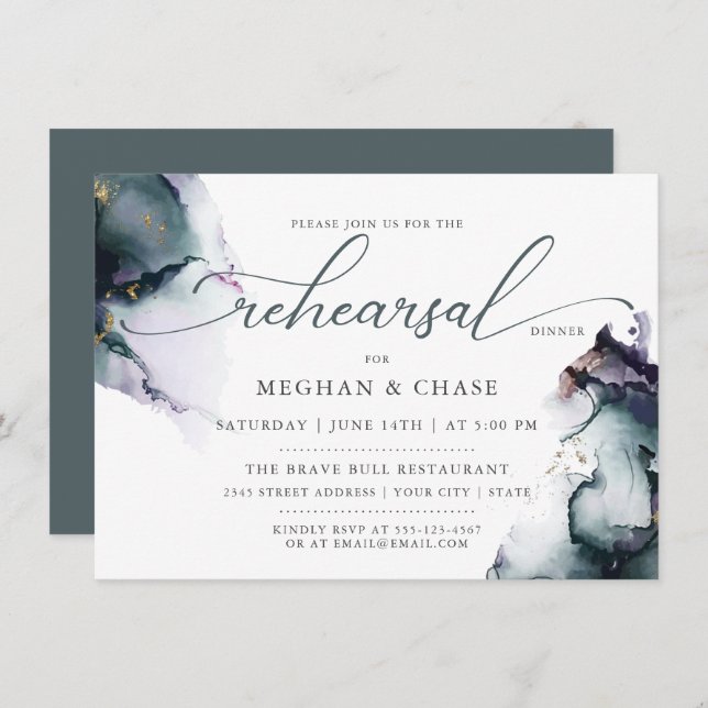 Cyan Lila Fantasy Ocean Amethyst Gem Geode Einladung (Vorne/Hinten)