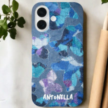 Cyan-lila Monogramm-abstraktes Muster