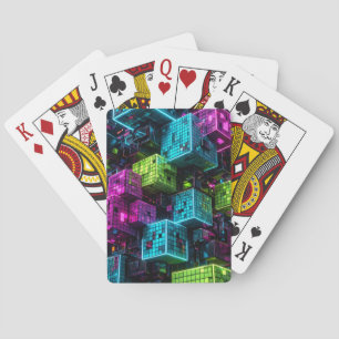 Cyan Magenta Lime Cyberpunk Extrem 3D Spielkarten