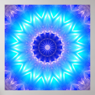 Cyan mandala für Rachenchakra (Mitteilung) Poster