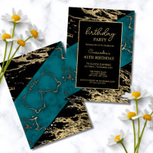 Cyan Marble Shiny Gold Foil Paint Texture Geburtst