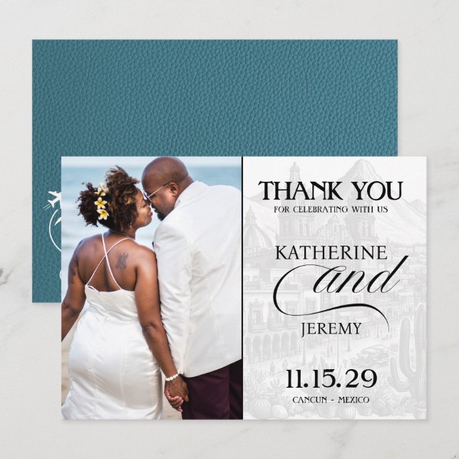 Cyan Mexico Passport Dankeskarte (Vorne/Hinten)