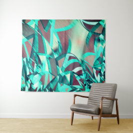 Cyan oder Blau Streifen auf roten, tropften Bilder Wandteppich