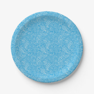 Cyan Paisley-Muster Pappteller