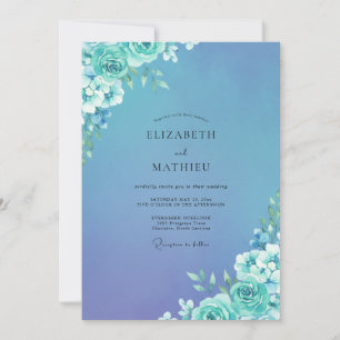 Cyan Periwinkle Blütenhochzeit Einladung