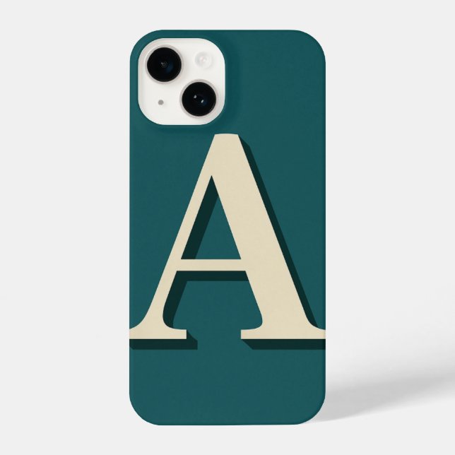 “Cyan Phone Case with Bold ‘A’ – Trendy iPhone 14 Hülle (Rückseite)