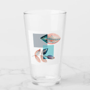 Cyan Red Leaf Glas