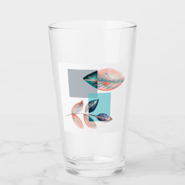 Cyan Red Leaf Glas (Vorderseite)