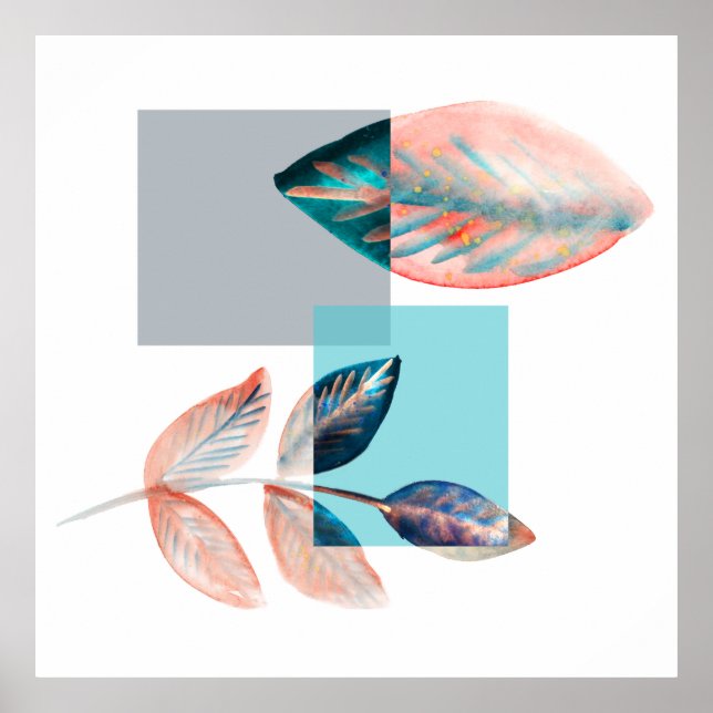 Cyan Red Leaf Poster (Vorne)