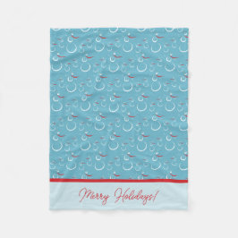 Cyan Red Merry Holidays Niedlich Snowman Pattern Fleecedecke