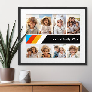 Cyan Retro Strip - 8 Fotomaterial Poster