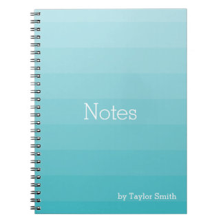 Cyan Shades of Blue Horizontal Stripes Youthful Notizblock