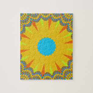 Cyan- und Gold-Mandala-Kunstprint