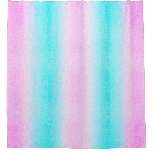 Cyan und Rosa Streifen Duschvorhang (Vorderseite)