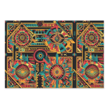 Cyan Vibrant "Aztec Dream" Enveloppement Papier Ma