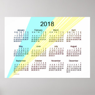 Cyan Yellow Calendar 2018 par Janz Poster