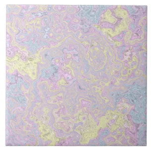 Cyan, Yellow, Magenta Swirl Fliese