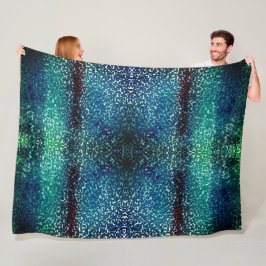 Cyanisch blauer Mosaik auf grauem Hammerglas Fleecedecke