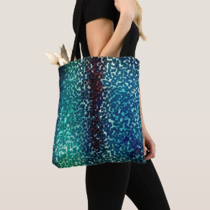 Cyanisch blauer Mosaik auf grauem Hammerglas Tasche