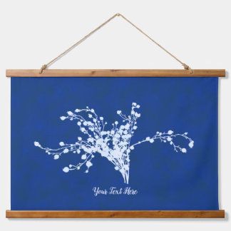 Cyano Print Berries Wandteppich Mit Holzrahmen