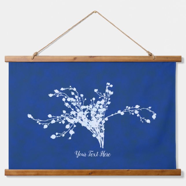 Cyano Print Berries Wandteppich Mit Holzrahmen (Vorne)