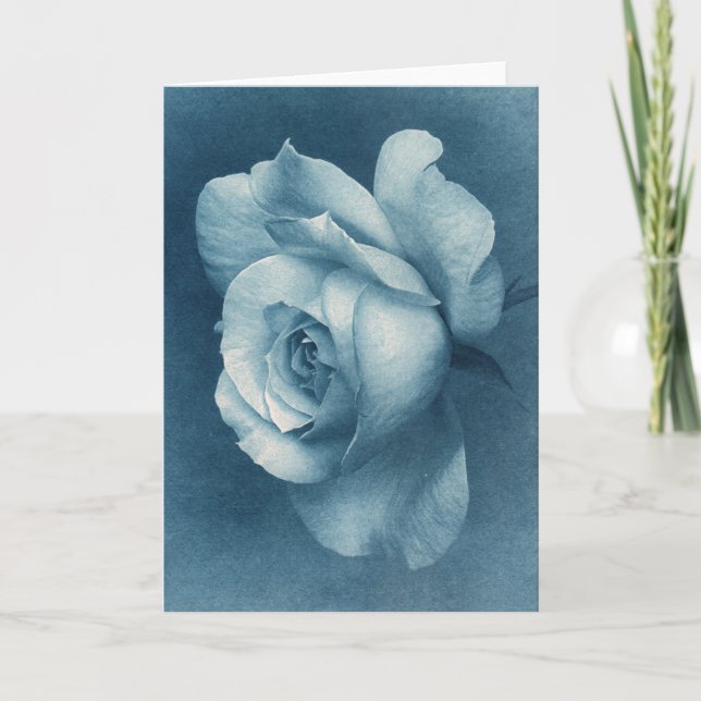 Cyanotypische Rose Karte (Vorderseite)