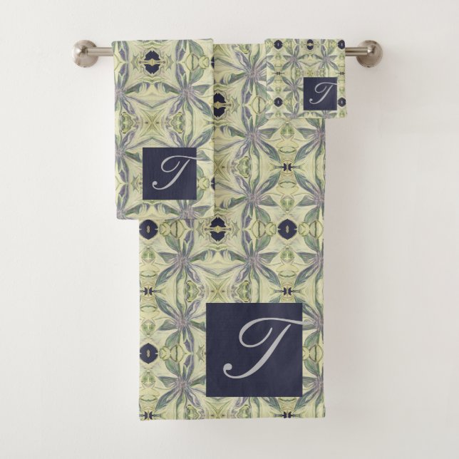 Cyanus Lattice w Navy Blue Badhandtuch Set (Insitu)