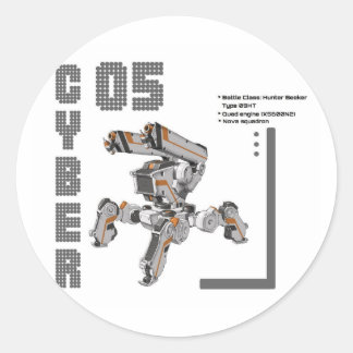 Cyber 05 Mech Roboter Runder Aufkleber