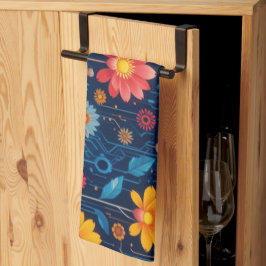 Cyber Blueish Bloom Geschirrtuch